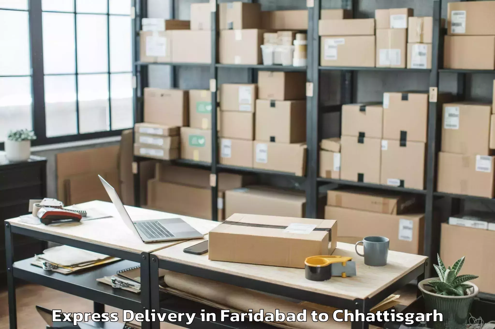 Trusted Faridabad to Kalinga University Raipur Express Delivery